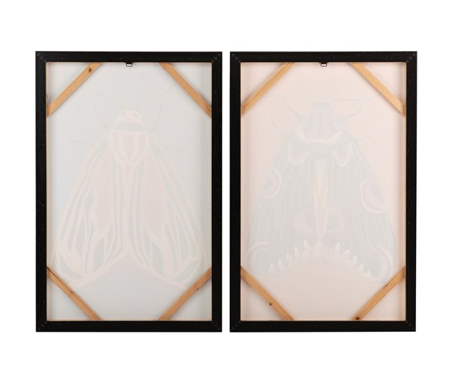 Conforama Set 2 Cuadros Mariposas Con Marco Negro 60x4x90 Cm