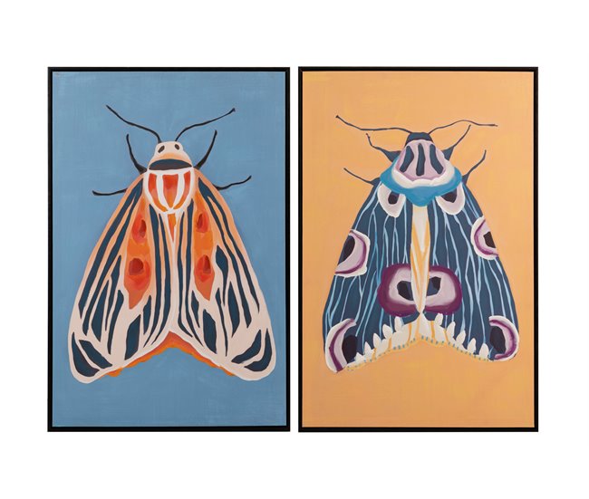 Conforama Set 2 Cuadros Mariposas Con Marco Negro 60x4x90 Cm