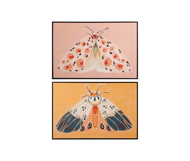 Conforama Set 2 Cuadros Mariposas Con Marco Negro 90x4x60 Cm