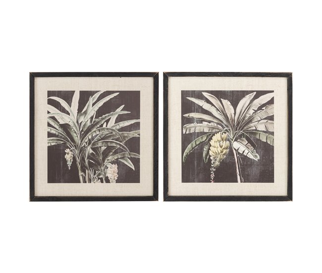 Conforama Set 2 Cuadros Palmeras Con Marco Negro 39x2x39 Cm