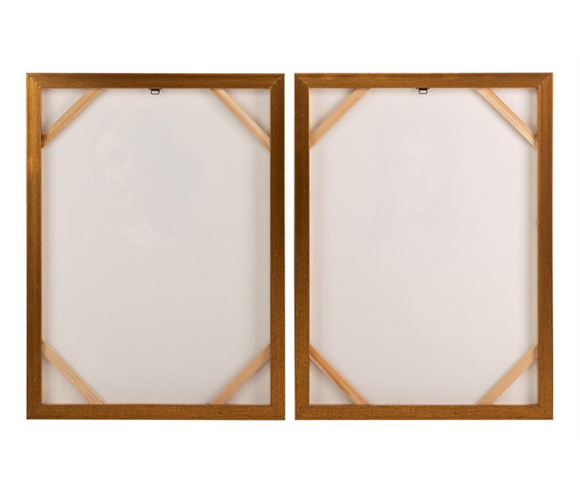 Conforama Set 2 Cuadros Señoras Con Marco Dorado 60x4x80 Cm