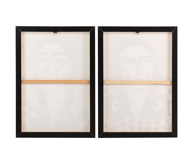 Conforama Set 2 Cuadros Señoras Foil Marco Negro 50x4x70 Cm