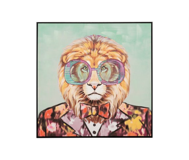 Conforama Set 2 Cuadros Tigre/leon Marco Negro 100x4x100cm