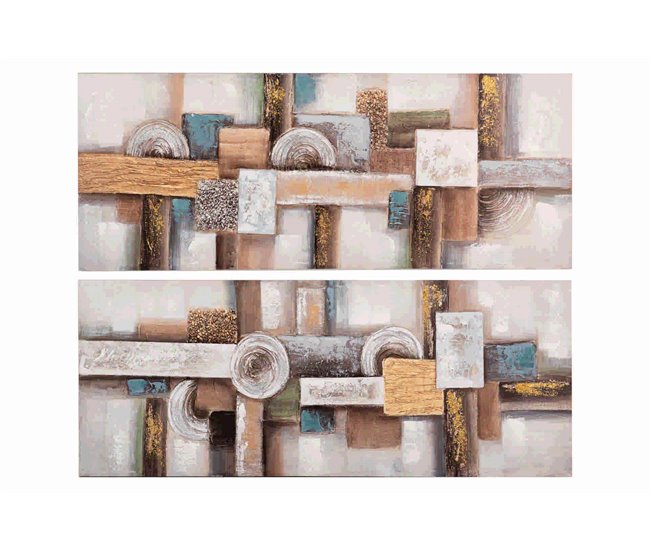 Conforama Set 2 Lienzos Abstr. 40% Pintado Mano 150x3x60 Cm