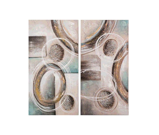 Conforama Set 2 Lienzos Abstr. 40% Pintado Mano 40x3x80 Cm