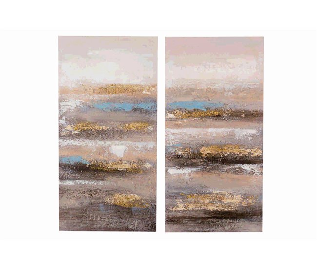 Conforama Set 2 Lienzos Abstr. 40% Pintado Mano 40x3x80 Cm