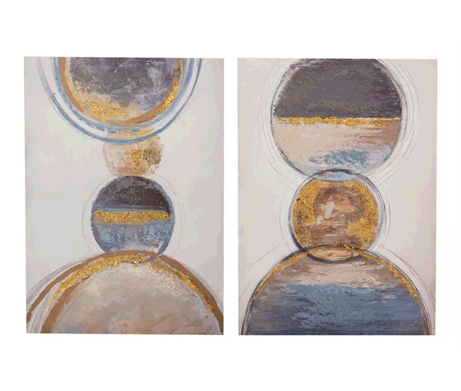 Conforama Set 2 Lienzos Abstr. 40% Pintado Mano 50x3x70 Cm