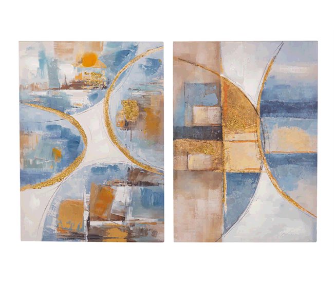 Conforama Set 2 Lienzos Abstr. 40% Pintado Mano 50x3x70 Cm