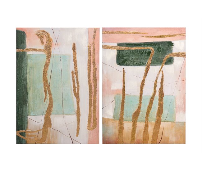 Conforama Set 2 Lienzos Abstrac. 40% Pintado Mano 50x3x70 Cm