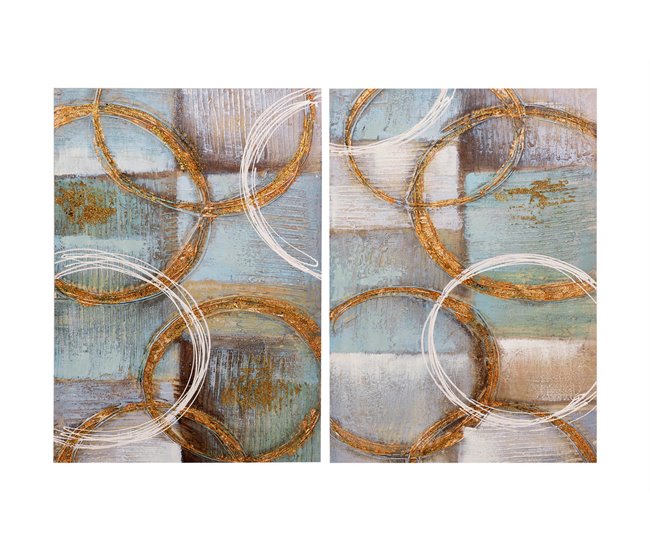 Conforama Set 2 Lienzos Abstrac. 40% Pintado Mano 50x3x70 Cm