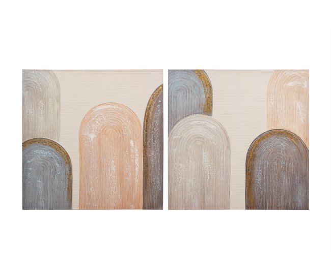 Conforama Set 2 Lienzos Abstrac. 40% Pintado Mano 60x3x60 Cm