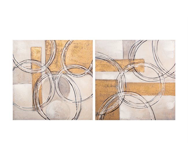 Conforama Set 2 Lienzos Abstrac. 40% Pintado Mano 60x3x60 Cm
