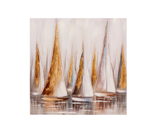 Conforama Set 2 Lienzos Barcos 40% Pintado Mano 60x3x60 Cm