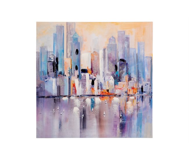 Conforama Set 2 Lienzos Ciudad 40% Pintado Mano 60x3x60 Cm