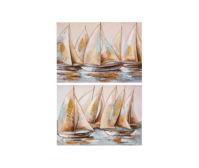 Conforama Set 2 Lienzos Floreros 100% P.mano 70x3x50 Cm