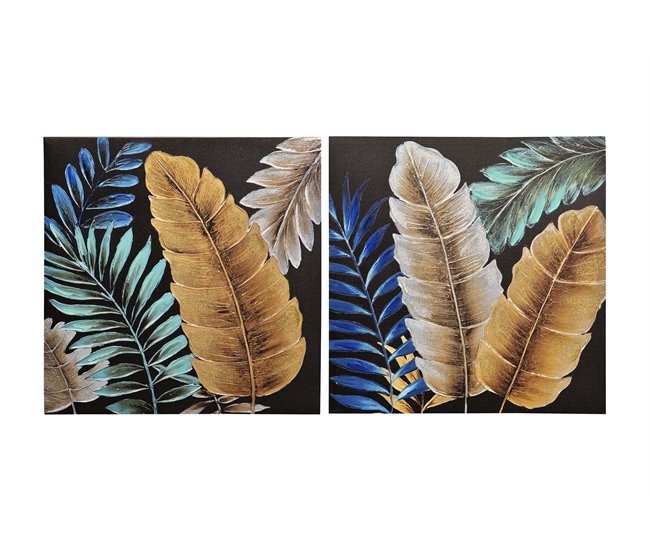 Conforama Set 2 Lienzos Flores 40% Pintado Mano 60x3x60 Cm