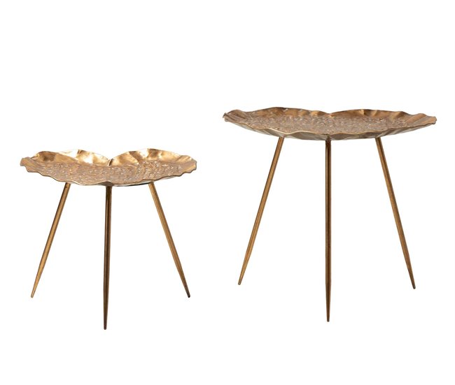 Conforama Set 2 Mesas Metal Dorado 61x59x52 51x49x41 Cm