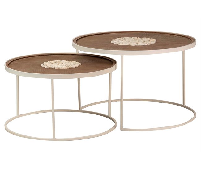 Conforama Set 2 Mesas Metal-madera Talla 80x80x50-70x70x40cm