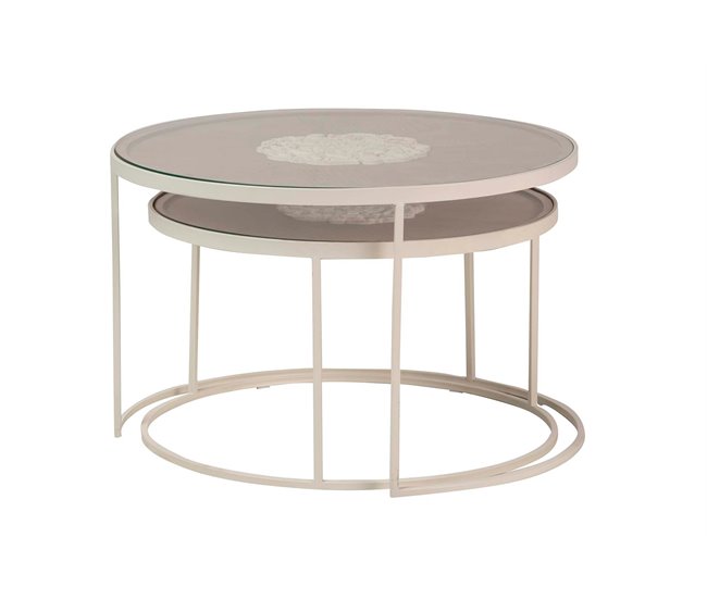 Conforama Set 2 Mesas Metal-madera Talla 80x80x50-70x70x40cm