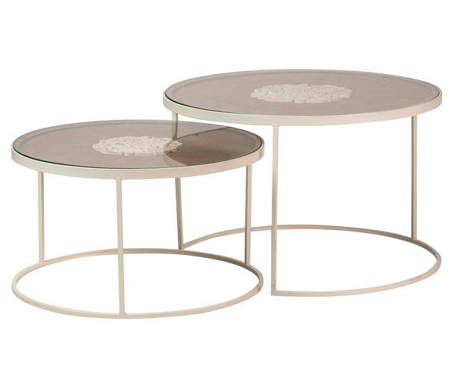 Conforama Set 2 Mesas Metal-madera Talla 80x80x50-70x70x40cm