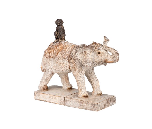 Conforama Set 2 Sujeta Libros Elefante Resina 25x10x22 Cm