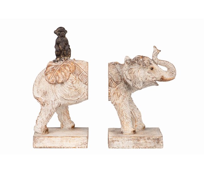 Conforama Set 2 Sujeta Libros Elefante Resina 25x10x22 Cm