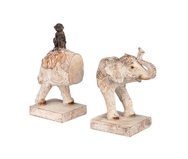 Conforama Set 2 Sujeta Libros Elefante Resina 25x10x22 Cm