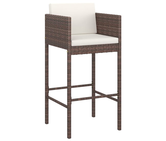 Conforama Set 2 Taburetes De Jardín De Ratán Sintético Con Cojines