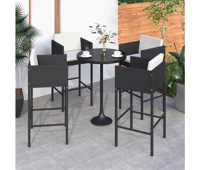 Conforama Set 4 Taburetes De Jardín De Ratán Sintético Con Cojines