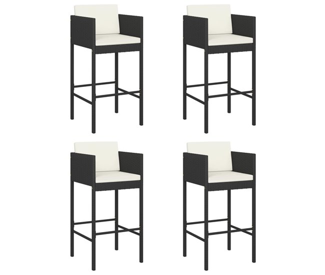 Conforama Set 4 Taburetes de jardín de ratán sintético con cojines