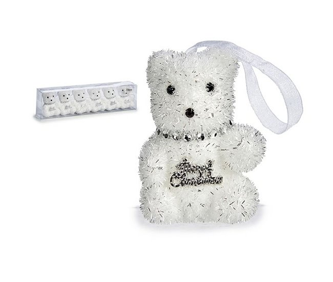 Conforama Set Adornos De Navidad Oso Plateado Blanco 5 5 X 7 X 5 5 Cm (12 Unidades)