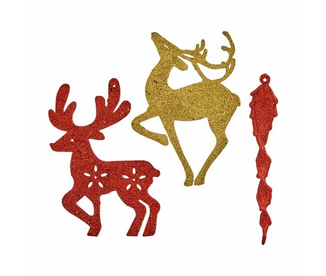 Conforama Set Adornos De Navidad Rojo Dorado Plástico 14 5 X 14 5 X 2 Cm (24 Unidades)