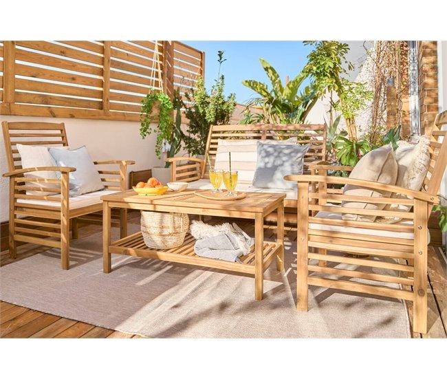 Conforama Set BAHAMAS Sofá 2 Plazas + 2 Sillones + Mesa Natural