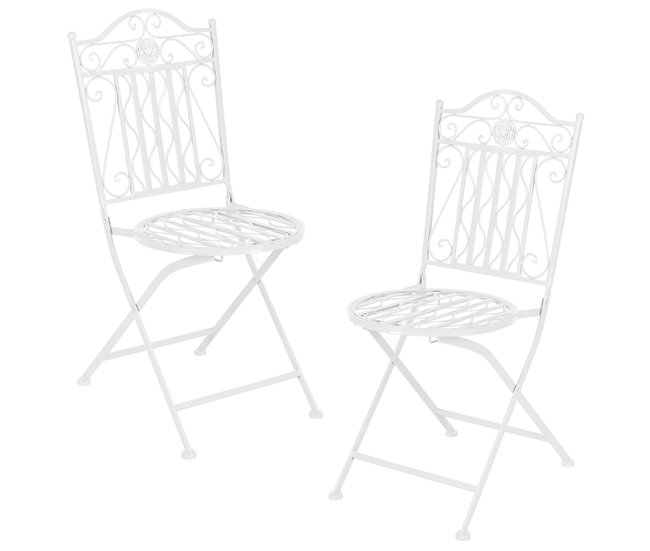 Conforama Set Bistro Biella 3-piezas Metal 71 X 60 Cm - Blanco [en.casa]