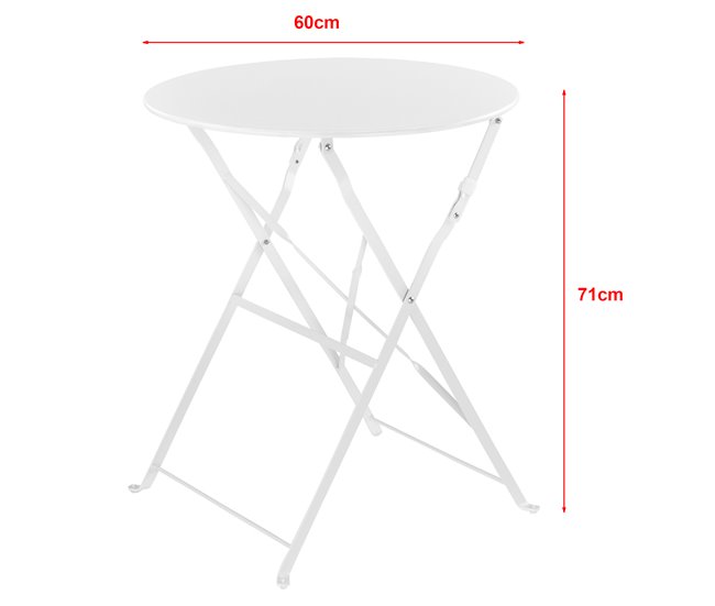 Conforama Set Bistro Caprile 3-piezas Plegables 71 X 60 Cm - Blanco [en.casa]