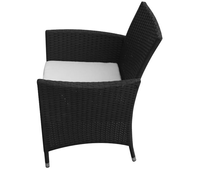 Conforama Set Comedor De Jardín 7 Piezas Y Cojines Ratán Sintético Negro VidaXL