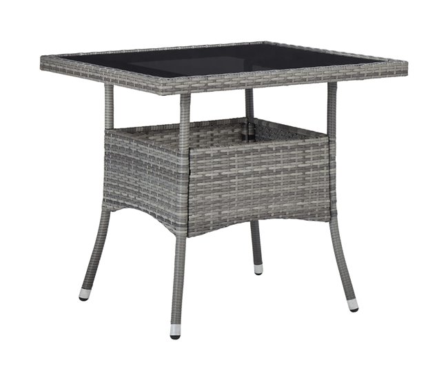 Conforama Set Comedor Jardin 5 Piezas Ratán Sintético Vidrio Templado Gris 80 X 80 X 75 Cm