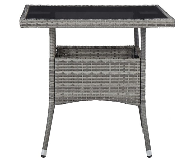 Conforama Set Comedor Jardin 5 Piezas Ratán Sintético Vidrio Templado Gris 80 X 80 X 75 Cm