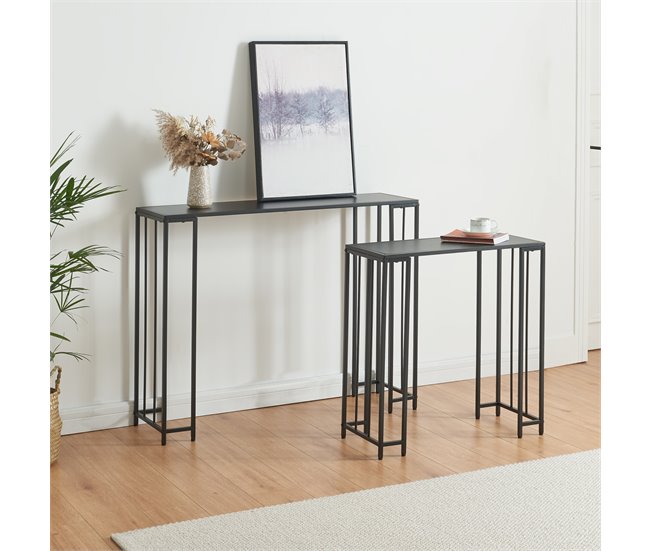Conforama Set De 2 Mesas Consolas Ørsta - Negro [en.casa]
