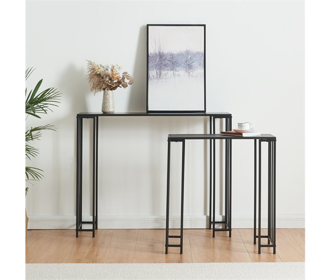 Conforama Set De 2 Mesas Consolas Ørsta - Negro [en.casa]