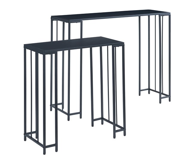 Conforama Set de 2 mesas consolas Ørsta - Negro [en.casa]