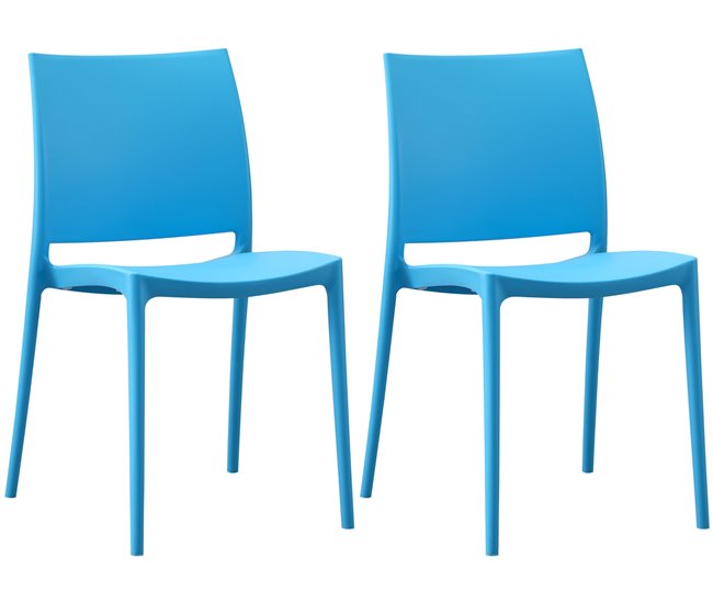 Conforama Set de 2 sillas apilables Meton Plástico Azul 49X42X81 cm