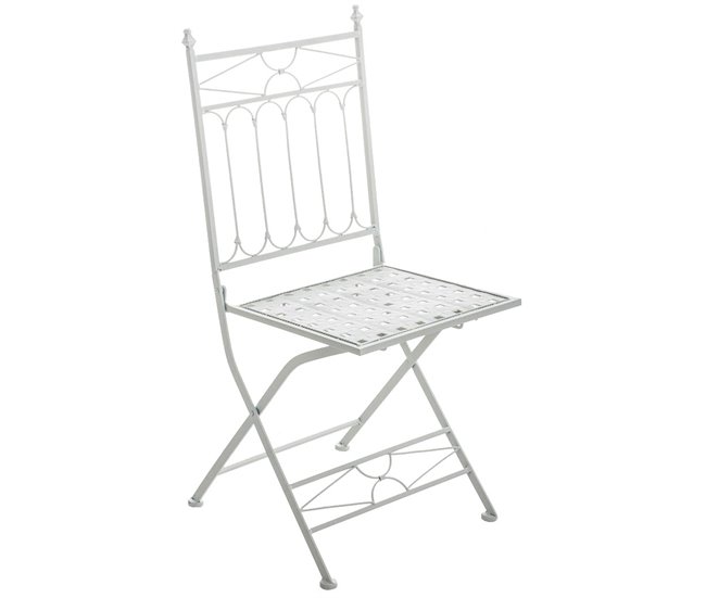 Conforama Set De 2 Sillas De Jardín Balcón Plegables Metal Blanco M10_001048