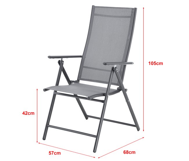 Conforama Set De 2 Sillas De Jardín Exterior Kalamata Plegables 105 X 57 X 68 Cm - Gris Claro [en.casa]