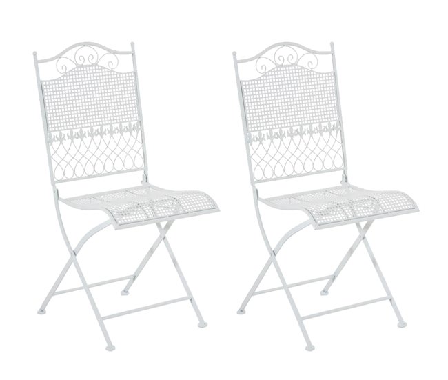 Conforama Set de 2 sillas de terraza plegables blanco metal M10_000763