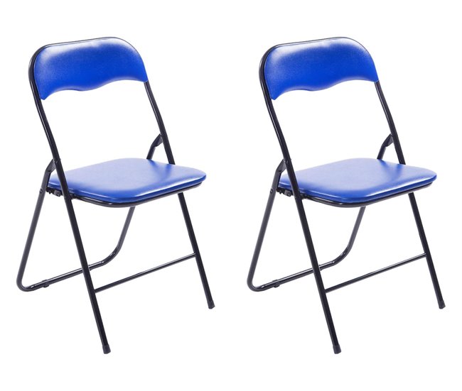 Conforama Set De 2 Sillas Plegables Felix Plástico Azul/negro 45X45X78 cm