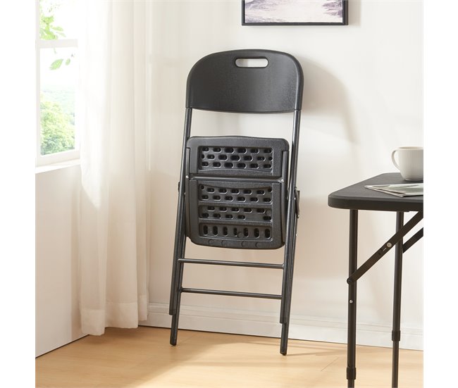 Conforama Set De 2 Sillas Plegables Ljusnarsberg Metal/plástico 87x46x53cm - Negro [en.casa]