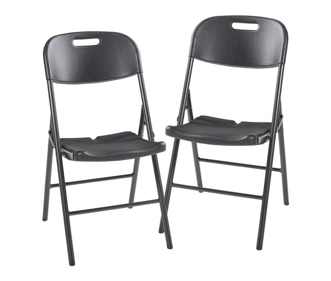 Conforama Set de 2 sillas plegables Ljusnarsberg metal/plástico 87x46x53cm - Negro [en.casa]