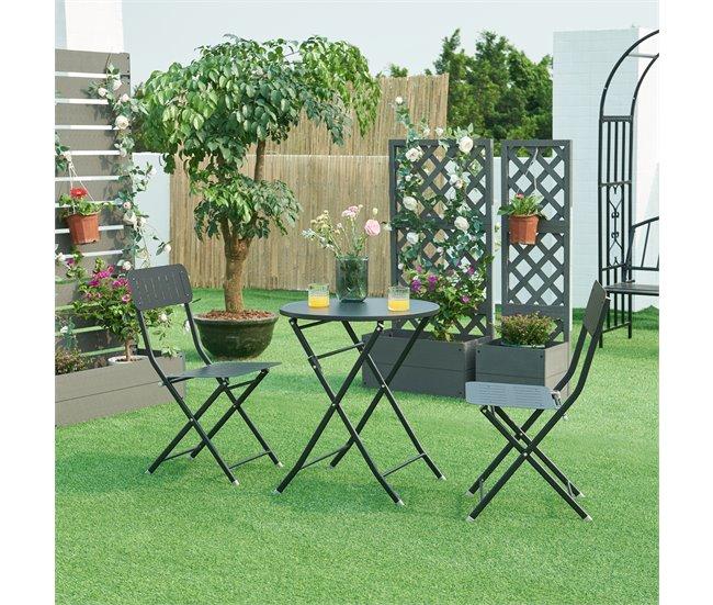 Conforama Set De 2 Sillas Plegables Sande Acero 85x42x50cm - Negro [en.casa]