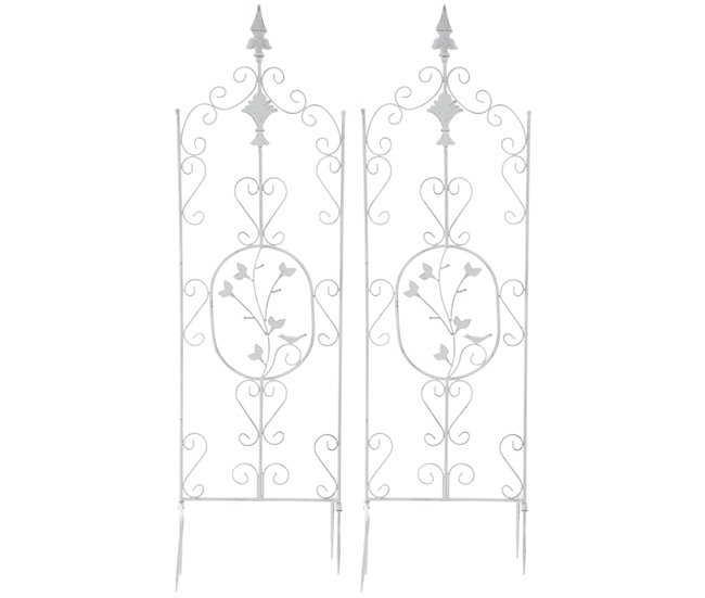 Conforama Set de 2 soportes para enredaderas Burgus Metal Blanco antiguo 1X35X122 cm